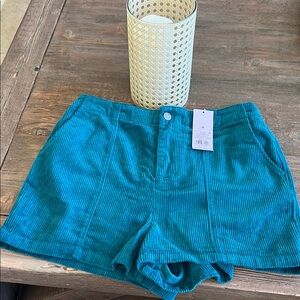 Elegant Teal High Waist Women Shorts